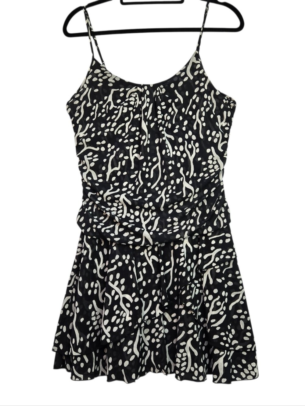 Diane Von Furstenberg Size XL Black & White Abstract Print Spaghetti Strap Dress